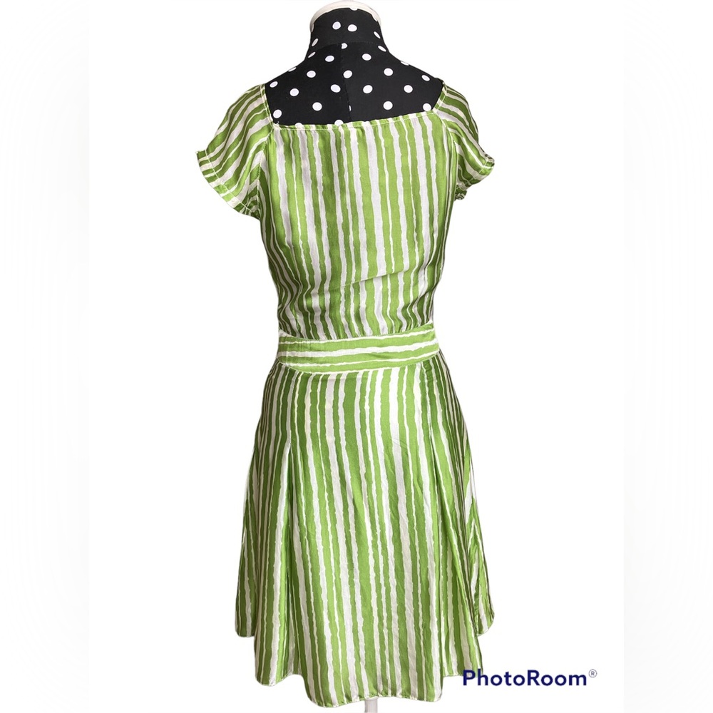 Max &DG Green Stripped Dress Women Size 4 - Picture 2 of 4